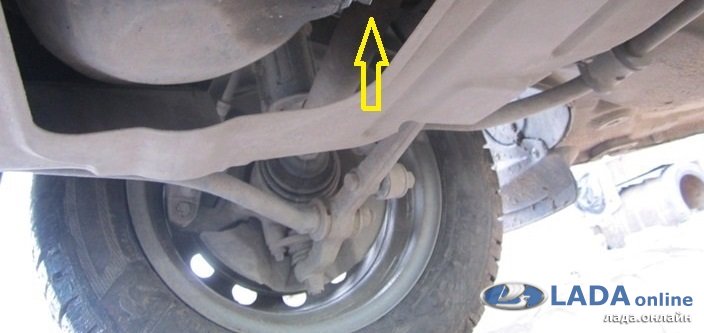 расположение сливной пробки двигателя Лада Гранта, Приора, Калина расположение сливной пробки двигателя Лада Гранта, Приора, Калина